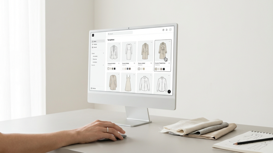 Design workspace showing product templates